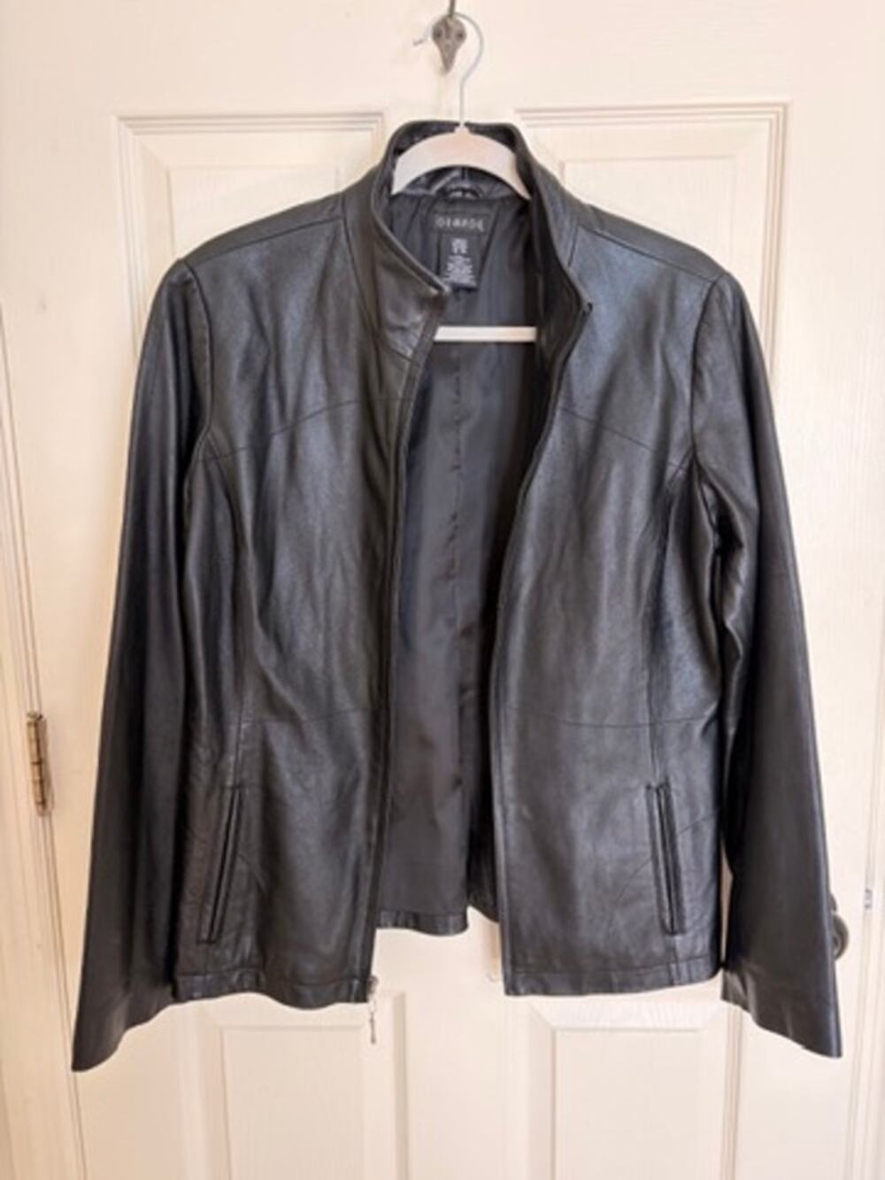 George Black Genuine Leather Zip Jacket Womens M Y2K Moto